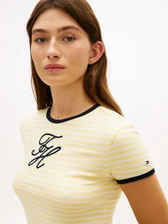 Script Monogram Striped Ringer T-Shirt