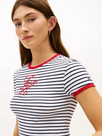 Script Monogram Striped Ringer T-Shirt