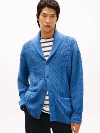 Shawl Collar Cable Knit Cardigan