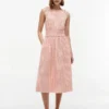 Shirred Gingham Seersucker Midi Dress