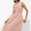 Shirred Gingham Seersucker Midi Dress