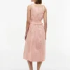 Shirred Gingham Seersucker Midi Dress