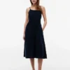 Shirred Linen-Blend Midi Dress Shirred Linen-Blend Midi Dress