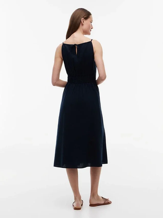Shirred Linen-Blend Midi Dress Shirred Linen-Blend Midi Dress