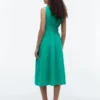 Shirred Linen-Blend Midi Dress