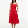Shirred Poplin Midi Dress Shirred Poplin Midi Dress