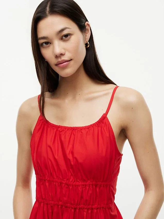 Shirred Poplin Midi Dress Shirred Poplin Midi Dress