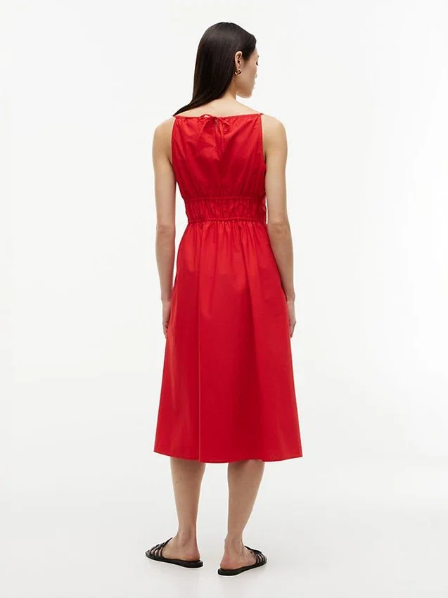 Shirred Poplin Midi Dress Shirred Poplin Midi Dress