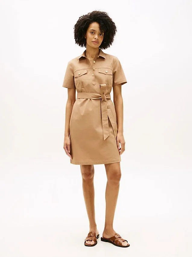 Short-Sleeve Belted Utility Shirtdress Short-Sleeve Belted Utility Shirtdress