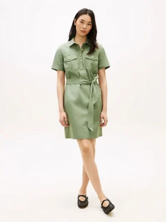 Short-Sleeve Belted Utility Shirtdress