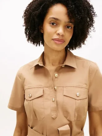 Short-Sleeve Belted Utility Shirtdress