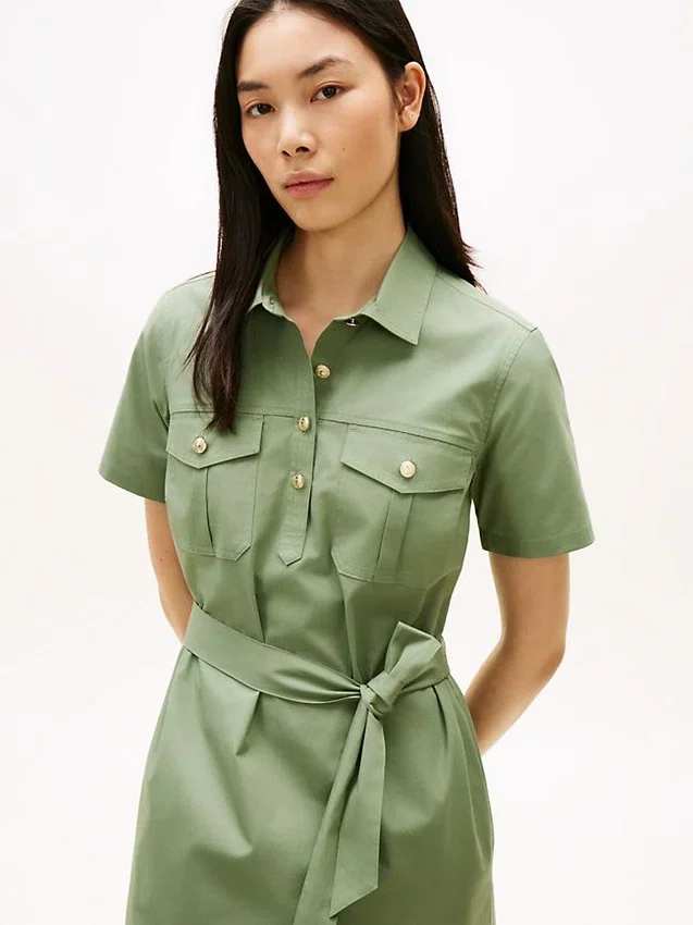 Short-Sleeve Belted Utility Shirtdress Short-Sleeve Belted Utility Shirtdress