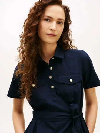 Short-Sleeve Belted Utility Shirtdress Short-Sleeve Belted Utility Shirtdress