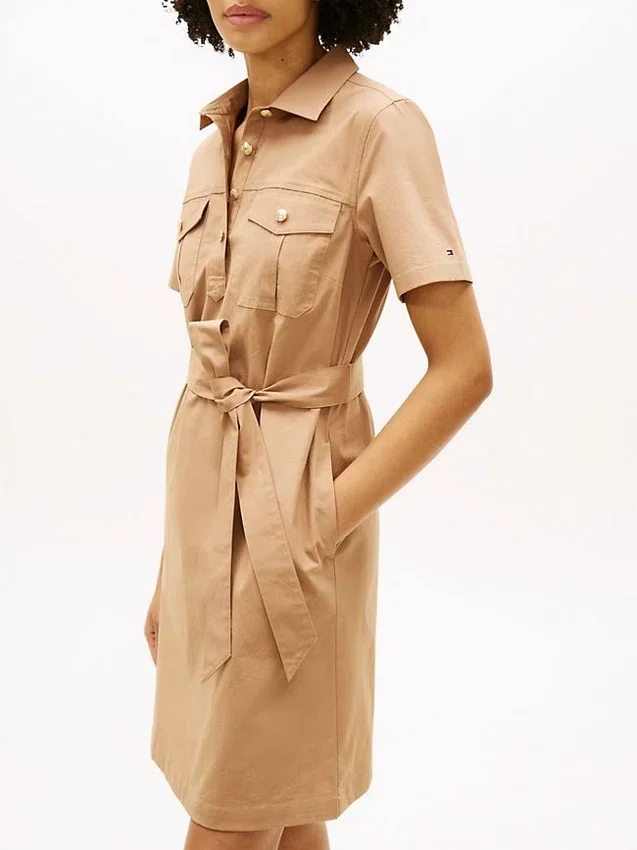 Short-Sleeve Belted Utility Shirtdress Short-Sleeve Belted Utility Shirtdress