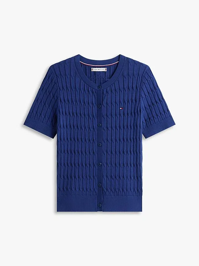 Short-Sleeve Cable Knit Cardigan Short-Sleeve Cable Knit Cardigan