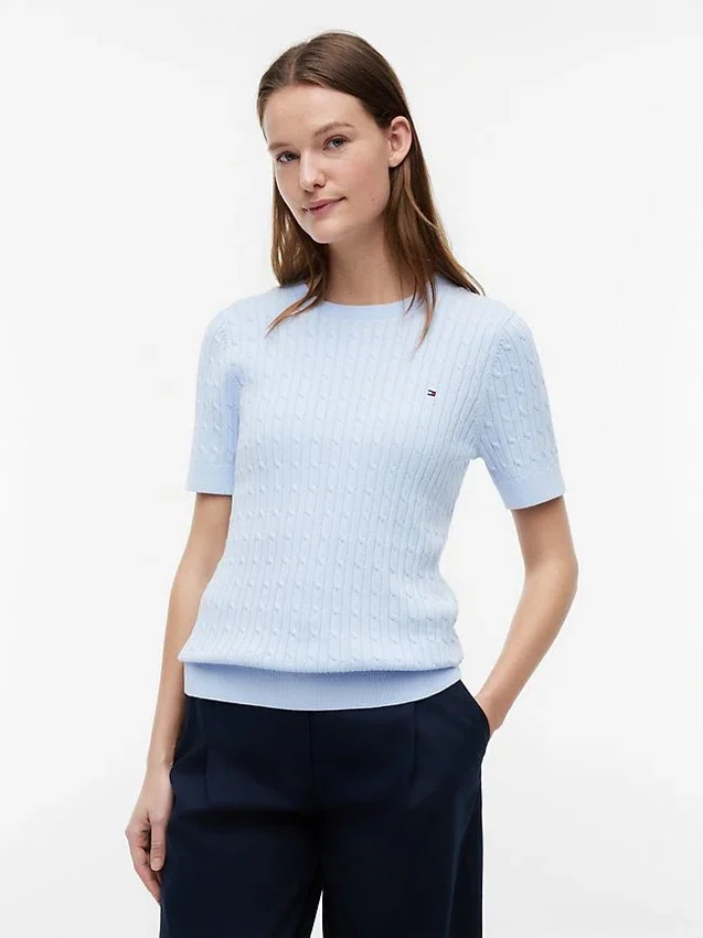 Short-Sleeve Cable Knit Sweater Short-Sleeve Cable Knit Sweater