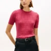 Short-Sleeve Cable Knit Sweater Short-Sleeve Cable Knit Sweater