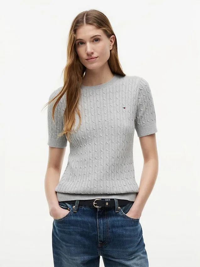 Short-Sleeve Cable Knit Sweater Short-Sleeve Cable Knit Sweater