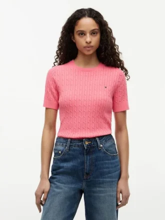 Short-Sleeve Cable Knit Sweater Short-Sleeve Cable Knit Sweater