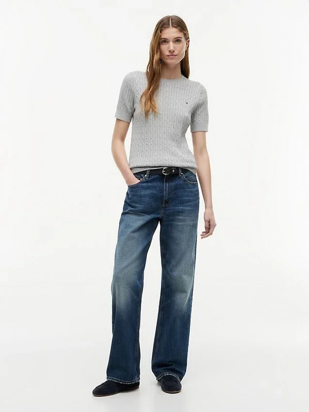 Short-Sleeve Cable Knit Sweater Short-Sleeve Cable Knit Sweater