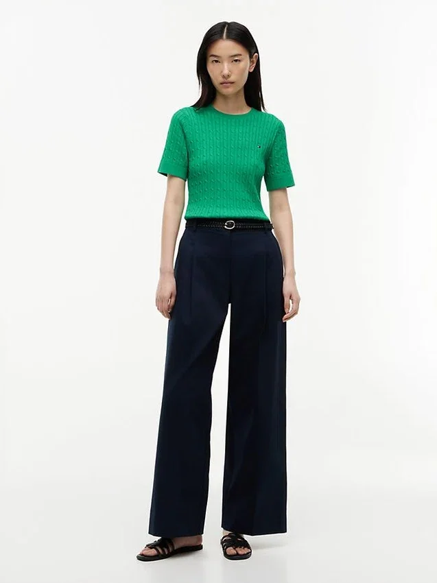Short-Sleeve Cable Knit Sweater Short-Sleeve Cable Knit Sweater