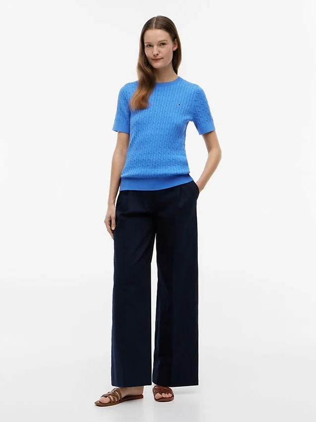 Short-Sleeve Cable Knit Sweater Short-Sleeve Cable Knit Sweater