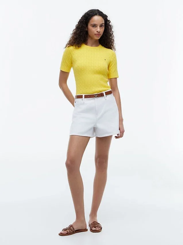 Short-Sleeve Cable Knit Sweater Short-Sleeve Cable Knit Sweater
