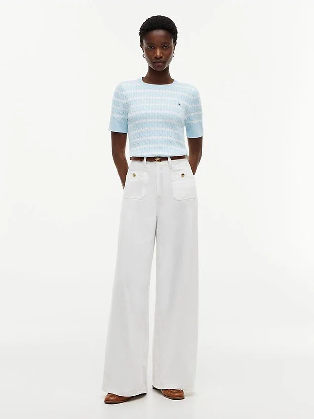 Short-Sleeve Cable Knit Sweater Short-Sleeve Cable Knit Sweater