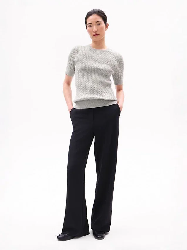 Short-Sleeve Cable Knit Sweater Short-Sleeve Cable Knit Sweater
