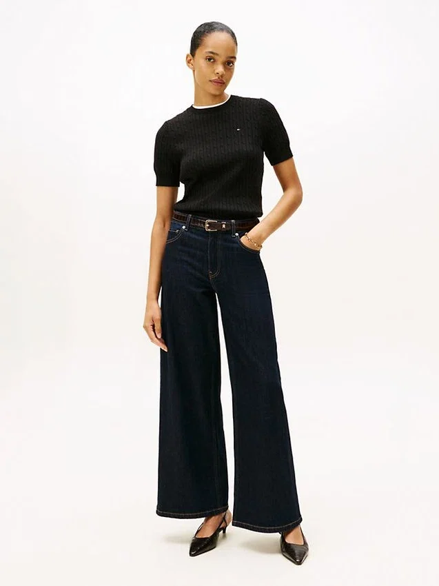 Short-Sleeve Cable Knit Sweater Short-Sleeve Cable Knit Sweater