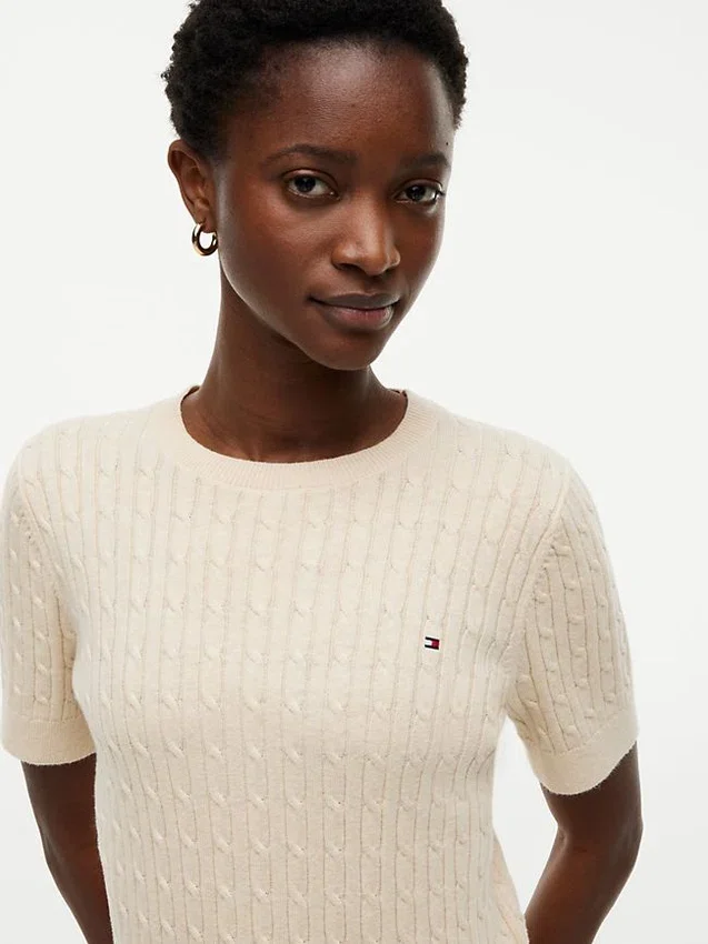 Short-Sleeve Cable Knit Sweater Short-Sleeve Cable Knit Sweater
