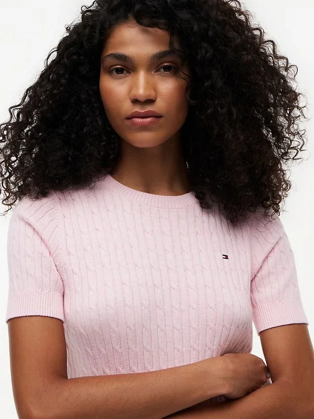 Short-Sleeve Cable Knit Sweater Short-Sleeve Cable Knit Sweater