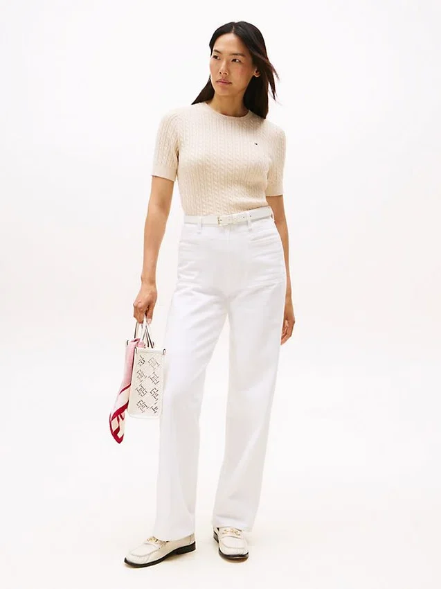 Short-Sleeve Cable Knit Sweater Short-Sleeve Cable Knit Sweater