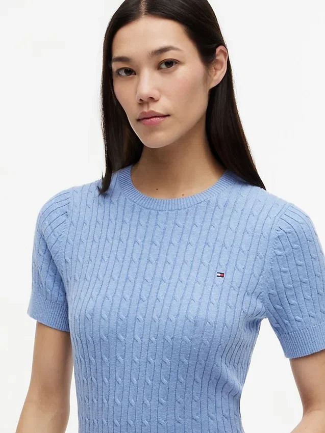 Short-Sleeve Cable Knit Sweater Short-Sleeve Cable Knit Sweater