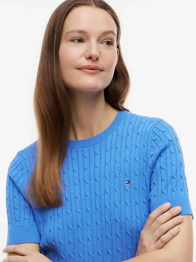 Short-Sleeve Cable Knit Sweater Short-Sleeve Cable Knit Sweater