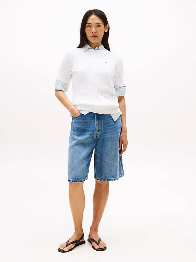 Short-Sleeve Cable Knit Sweater Short-Sleeve Cable Knit Sweater