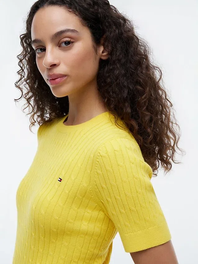 Short-Sleeve Cable Knit Sweater Short-Sleeve Cable Knit Sweater