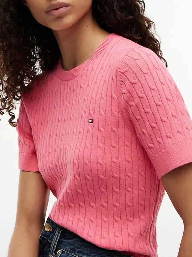 Short-Sleeve Cable Knit Sweater Short-Sleeve Cable Knit Sweater