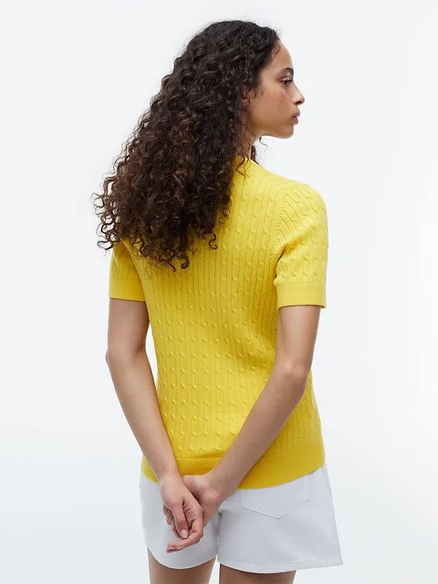 Short-Sleeve Cable Knit Sweater Short-Sleeve Cable Knit Sweater