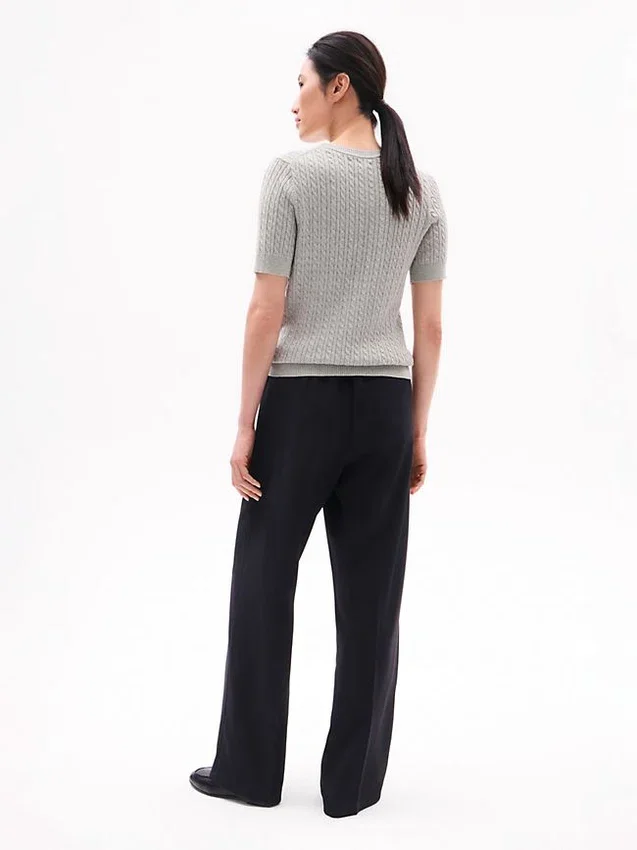 Short-Sleeve Cable Knit Sweater Short-Sleeve Cable Knit Sweater