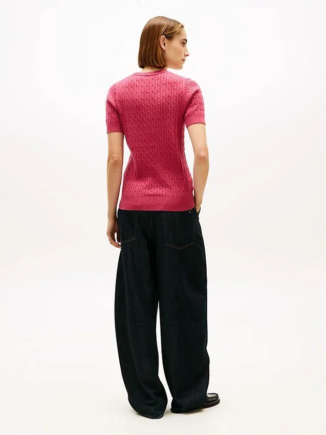 Short-Sleeve Cable Knit Sweater Short-Sleeve Cable Knit Sweater