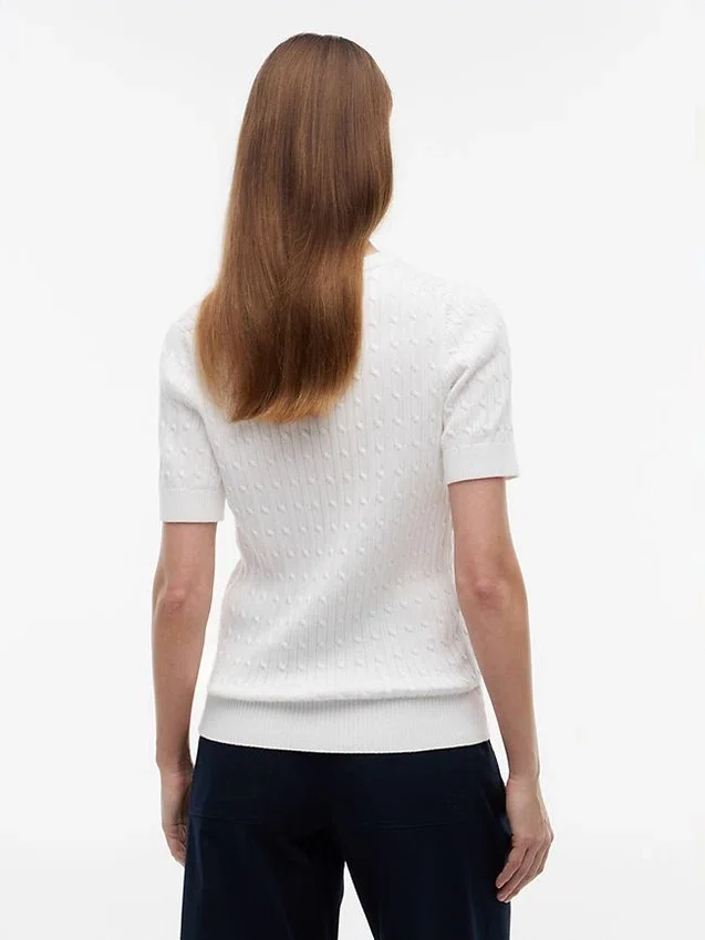 Short-Sleeve Cable Knit Sweater Short-Sleeve Cable Knit Sweater