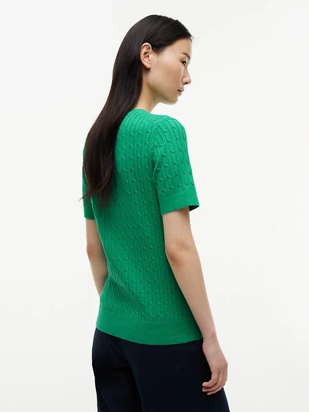 Short-Sleeve Cable Knit Sweater Short-Sleeve Cable Knit Sweater