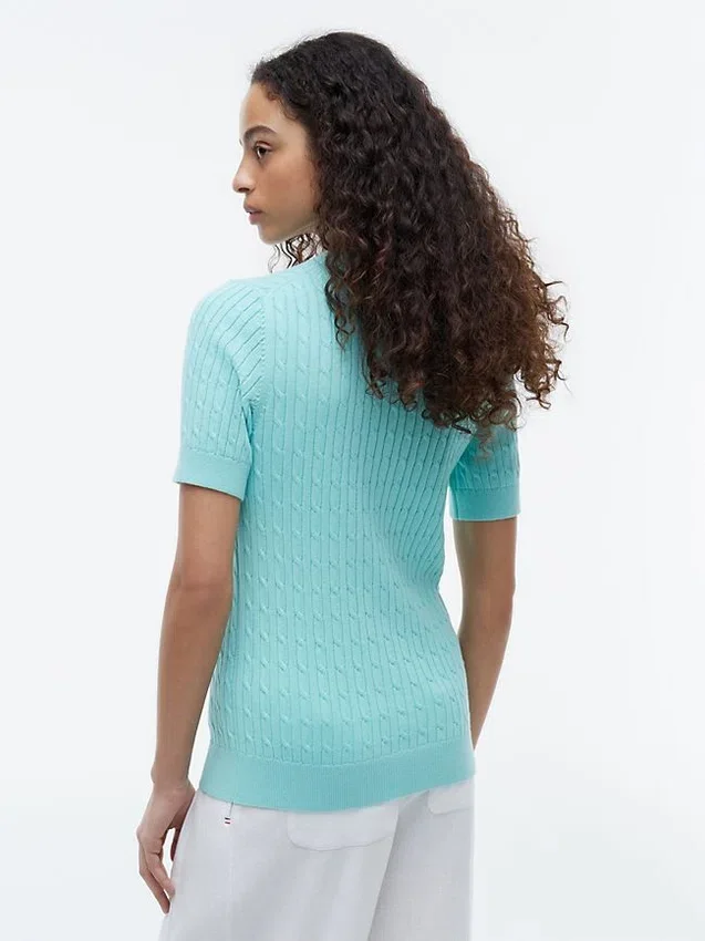 Short-Sleeve Cable Knit Sweater Short-Sleeve Cable Knit Sweater