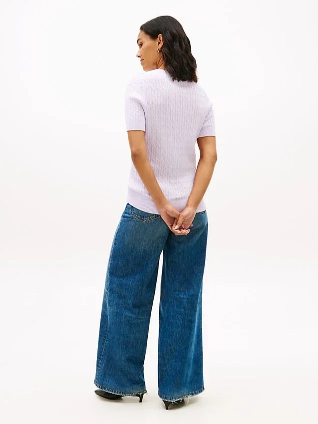 Short-Sleeve Cable Knit Sweater Short-Sleeve Cable Knit Sweater