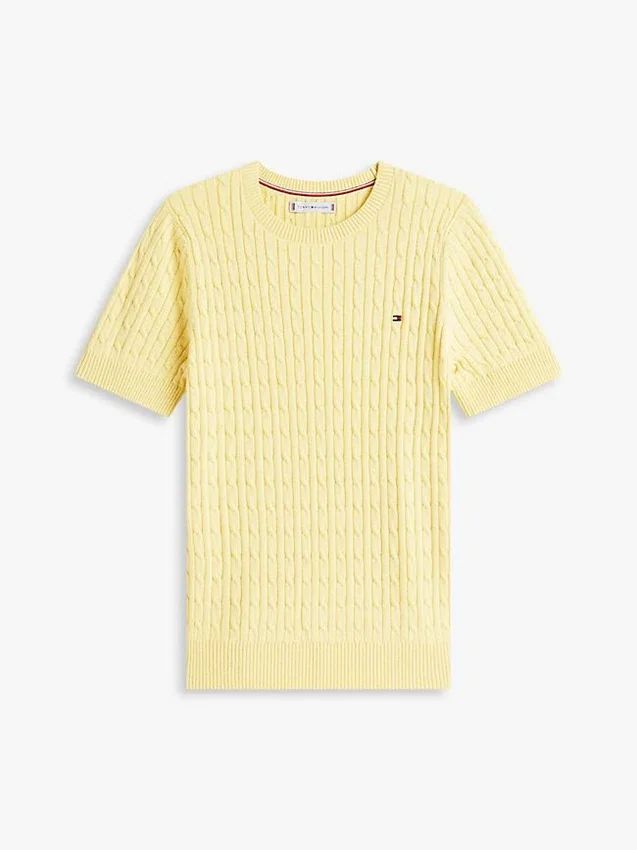 Short-Sleeve Cable Knit Sweater Short-Sleeve Cable Knit Sweater