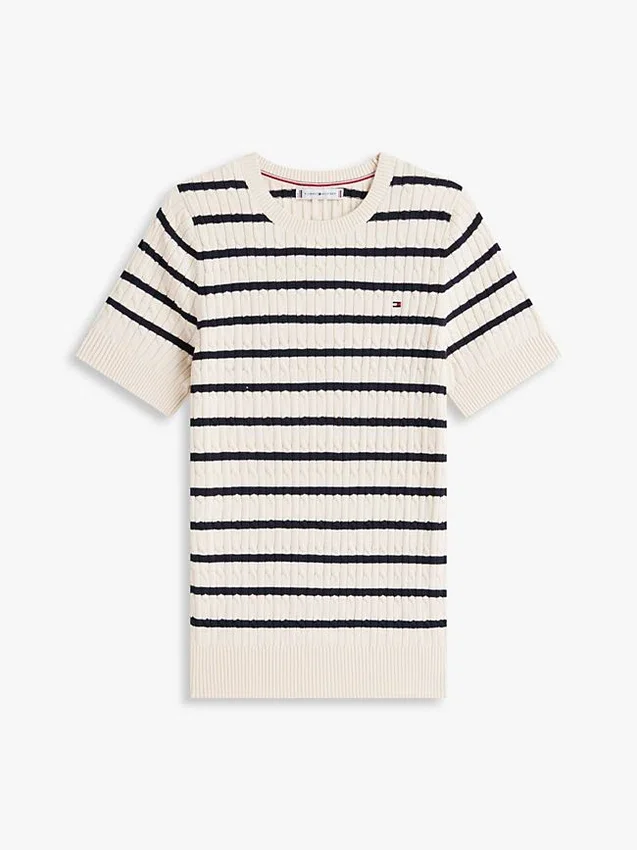 Short-Sleeve Cable Knit Sweater Short-Sleeve Cable Knit Sweater