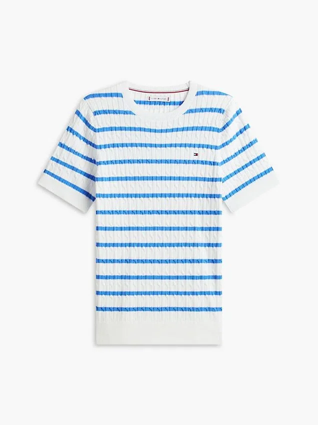 Short-Sleeve Cable Knit Sweater Short-Sleeve Cable Knit Sweater