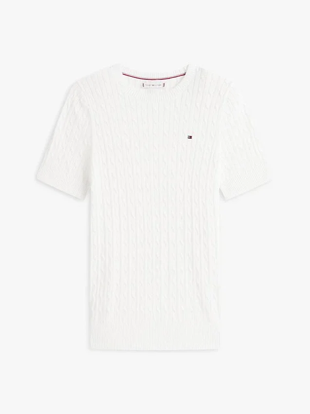 Short-Sleeve Cable Knit Sweater Short-Sleeve Cable Knit Sweater