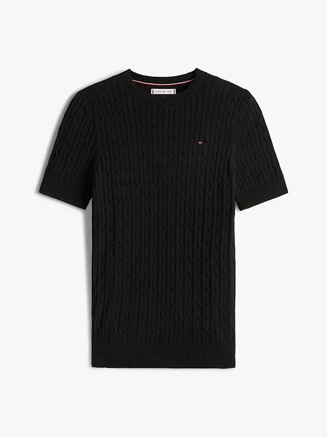 Short-Sleeve Cable Knit Sweater Short-Sleeve Cable Knit Sweater